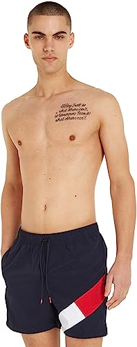 Tommy Hilfiger Men SF Medium Drawstring Swimming Trunks Long, Blue (Desert Sky), L