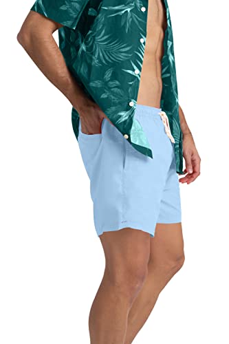 westAce Mens Swimming Board Shorts Swim Shorts Trunks Swimwear Quick Dry Surfing Beach Essential Summer Half Pant Size S M L XL XXL (Ice Blue, L)