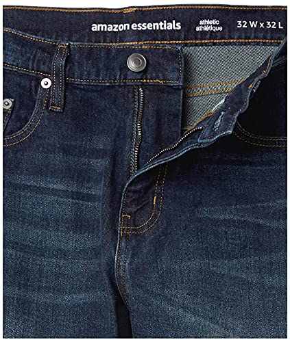Amazon Essentials Men's Athletic-Fit Jean, Dark Wash, 34W / 32L