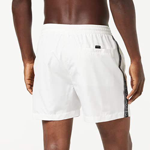 Calvin Klein Men's Medium Drawstring-NOS Swim Trunks, Pvh Classic White, M