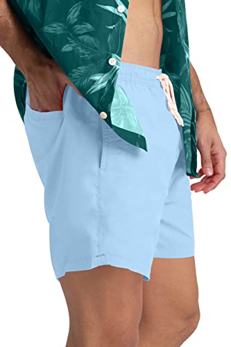 westAce Mens Swimming Board Shorts Swim Shorts Trunks Swimwear Quick Dry Surfing Beach Essential Summer Half Pant Size S M L XL XXL (Ice Blue, L)