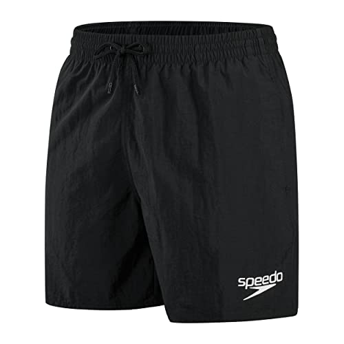 Speedo Men's Essentials 16" Watershorts, Comfortable Fit, Classic Style, Drawstring Waist, Black, L