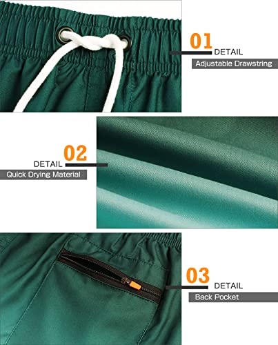 Danfiki Mens Swim Shorts Swimming Trunks Quick Dry Beach Shorts Surfing Shorts with Mesh Lining Gradient Color Green