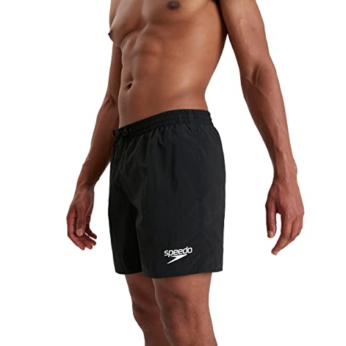 Speedo Men's Essentials 16" Watershorts, Comfortable Fit, Classic Style, Drawstring Waist, Black, L