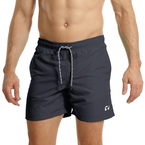 Ript Essentials Men's Quick Dry UV 50 Sun Protection Peach Finish Swimming Swim Shorts Trunks, Navy, XL