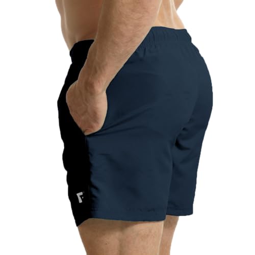Ript Essentials Men's Quick Dry UV 50 Sun Protection Peach Finish Swimming Swim Shorts Trunks, Navy, XL