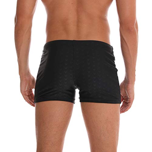 Arcweg Men's Swimming Trunks Shorts with Removable Pad Sport Boxer Swimwear Boxers Underwear Drawstring Summer Beach Board Shorts Elastic Swimsuit Bottom (Black, L)
