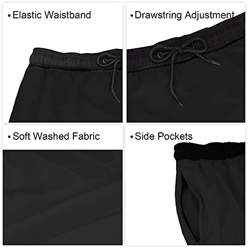 Arcweg Men's Swimming Shorts Mens Swim Trunks with Zipper Pockets Swim Shorts Mesh Lining Stretchy Board Shorts Surfing Beach Shorts Quick Dry Black L(UK)