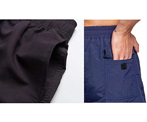 JustSun Men Swimming Shorts with Pockets Swimming Trunks Mens Swim Shorts Summer Waterproof Quick Dry Surf Shorts with Mesh Lining Dark Blue XL