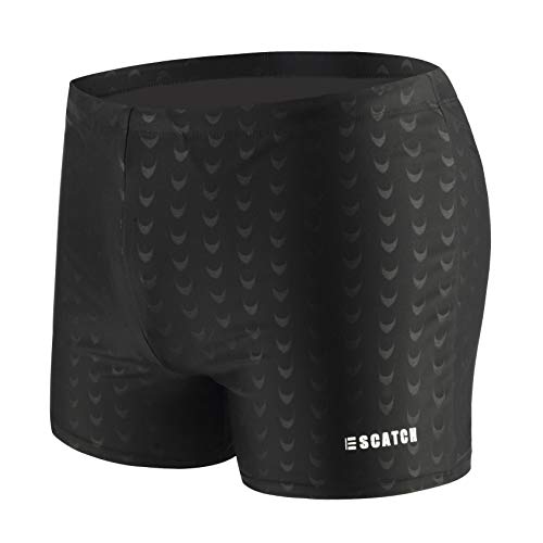 Arcweg Men's Swimming Trunks Shorts with Removable Pad Sport Boxer Swimwear Boxers Underwear Drawstring Summer Beach Board Shorts Elastic Swimsuit Bottom (Black, L)