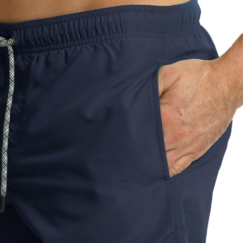 Ript Essentials Men's Quick Dry UV 50 Sun Protection Peach Finish Swimming Swim Shorts Trunks, Navy, XL