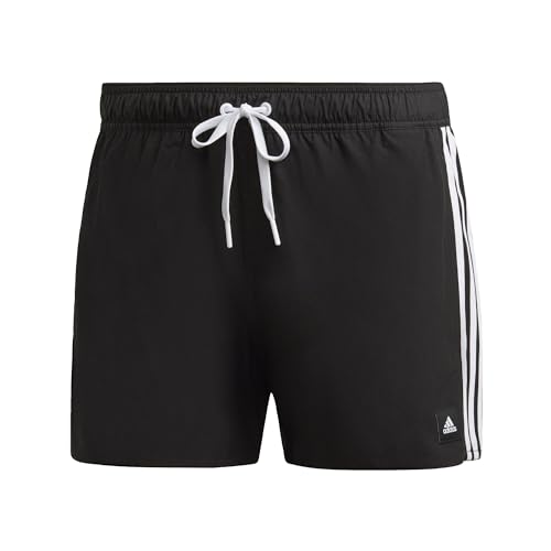 adidas Men's 3 Stripes Swim Shorts, Black/White, M