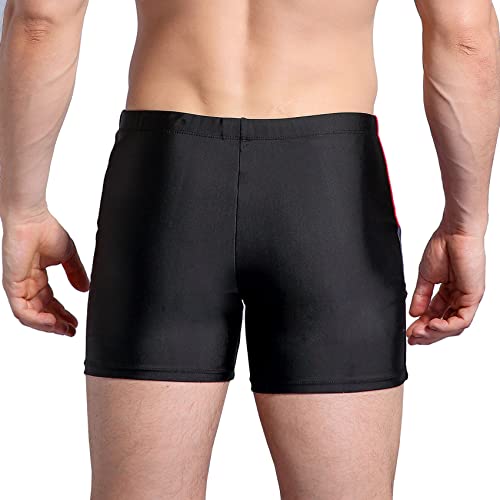 WHCREAT Mens Swimming Trunks Sports Swim Wear Boardshorts UV Protection Chlorine Resistant Redgery, M, Redgrey