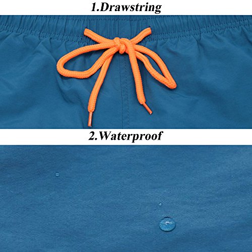 donhobo Men's Swim Trunks Board Shorts Beach Pants Swimming Waterproof Quick Dry Surfing Boardshorts(Peacock Blue,M)