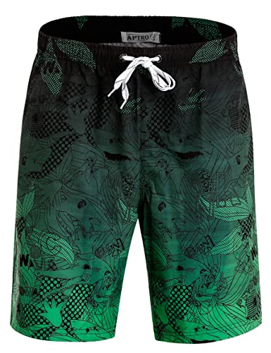 APTRO Men's Shorts Swim Trunks Casual Surf Beach Shorts Quick Dry Board Shorts Casual Shorts Green BS023 4XL