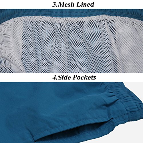 donhobo Men's Swim Trunks Board Shorts Beach Pants Swimming Waterproof Quick Dry Surfing Boardshorts(Peacock Blue,M)