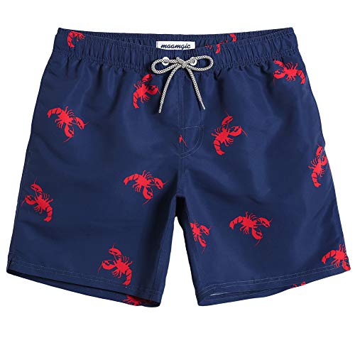 MaaMgic Men's Swimming Shorts Quick Dry Trunks Casual Short Lounge Shorts Running Gym Shorts with Mesh Lining, Lobster Marine, Medium ( Waist:31''-33'' )