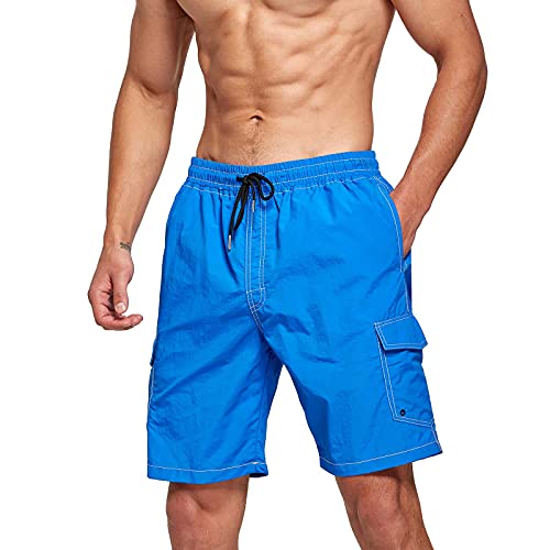 JustSun Mens Swimming Shorts Quick Dry Swim Shorts Waterproof Swimming Trunks with Mesh Lining Shorts Men Summer Navy Blue XL