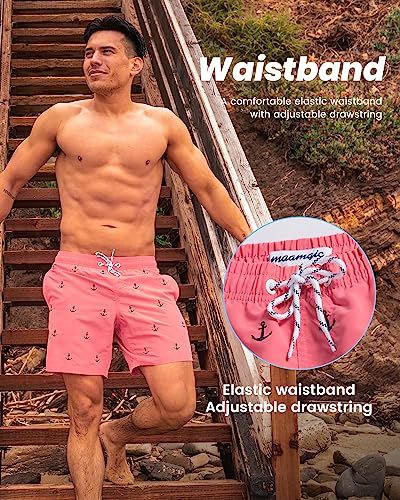 MaaMgic Men's Swimming Trunks Quick Dry Fit Performance Surfing Short with Pockets, 2glm-3, Large ( Waist:33''-35'' )