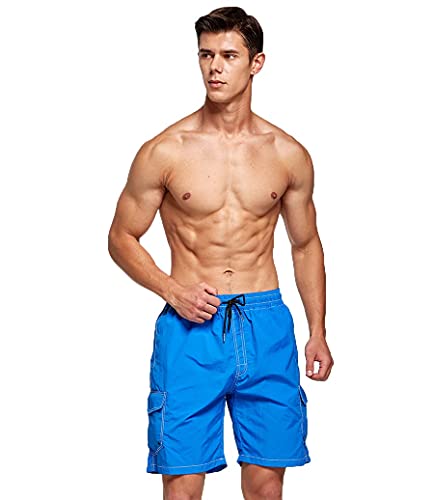JustSun Mens Swimming Shorts Quick Dry Swim Shorts Waterproof Swimming Trunks with Mesh Lining Shorts Men Summer Navy Blue XL