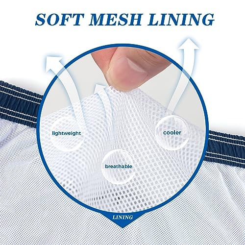 ELETOP Mens Swimming Shorts Quick Dry，Board Shorts Men with Pockets and mesh Liner，Mens Swimming Trunks S-4XL Blue