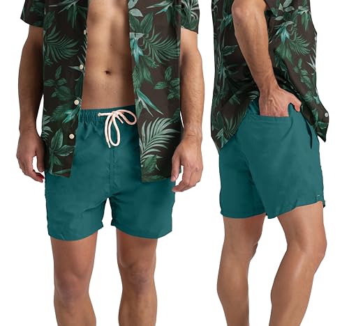 westAce Mens Swim Trunks Board Shorts 100% Polyester Quick Dry Hot Summer Beach Surfing Pool Essential Holiday Swimwear Aqua Blue Orange Swimming Shorts for Men S-XXL (Aqua, L)