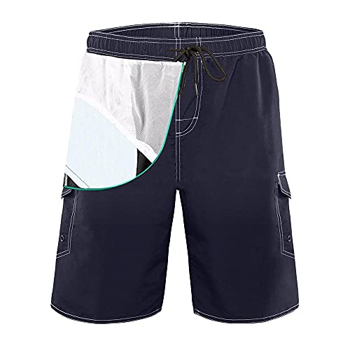 JustSun Mens Swimming Shorts Quick Dry Swim Shorts Waterproof Swimming Trunks with Mesh Lining Shorts Men Summer Navy Blue XL