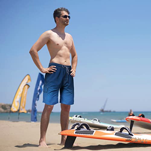 ELETOP Mens Swimming Shorts Quick Dry，Board Shorts Men with Pockets and mesh Liner，Mens Swimming Trunks S-4XL Blue
