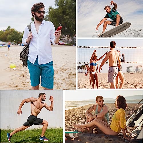 Arcweg Men's Swim Trunks Mens Swimming Shorts with Compression Liner Quick Dry Stretchy 2 in 1 Board Shorts with Zipper Pockets Back + Grey L (UK)