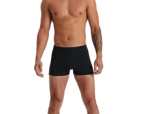 Speedo Men's ECO Endurance+ Aquashort, Comfortable, Classic Fit, 100% Chlorine Resistant, Quick Drying, Black, 34