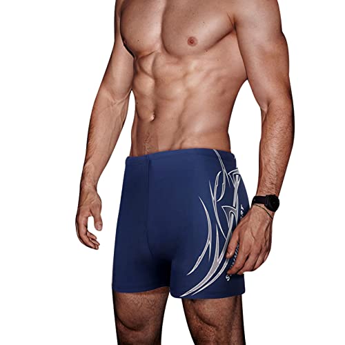 HHD Men's Swimming Trunks Shorts Swimwear Boxers Summer Beach Board Shorts Elastic Swimsuit Bottom Blue