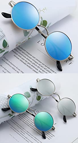 JoXiGo Sunglasses Mens Women Polarised UV400 Protection - Retro Round Classic Metal Frame