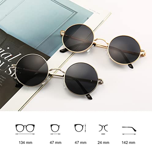 JoXiGo Sunglasses Mens Women Polarised UV400 Protection - Retro Round Classic Metal Frame