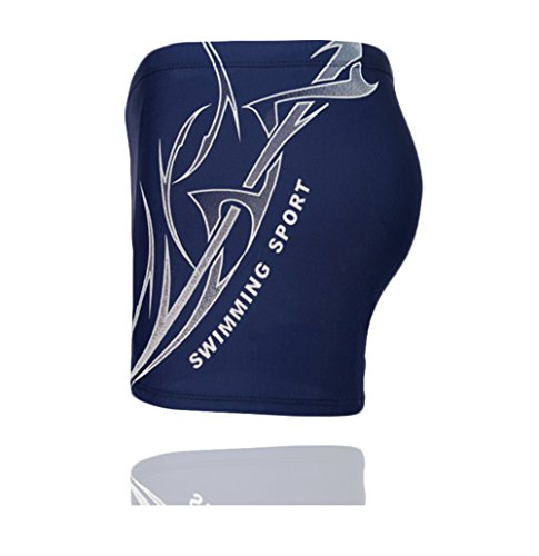 HHD Men's Swimming Trunks Shorts Swimwear Boxers Summer Beach Board Shorts Elastic Swimsuit Bottom Blue