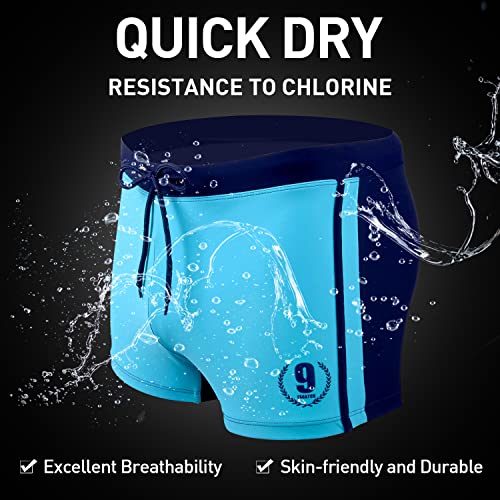 Arcweg Men's Swimming Trunks Shorts Sport Boxer Swimwear Boxers Underwear Drawstring Summer Beach Board Shorts Elastic Swimsuit Bottom (M, Blue)