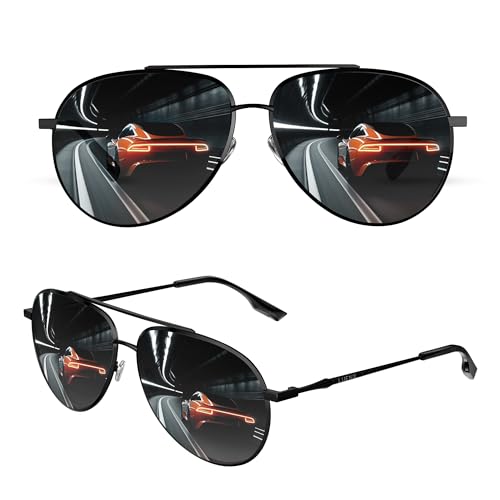 LUENX Men Sunglasses Polarised Black Lens Driving Sun Glasses – UV 400 Protection 60 mm Classic