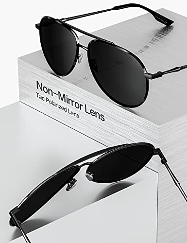 LUENX Men Sunglasses Polarised Black Lens Driving Sun Glasses – UV 400 Protection 60 mm Classic