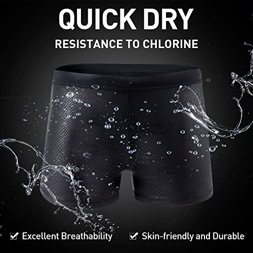 Arcweg Men's Swimming Trunks Boxer Without Removable Pad Sport Boxer Swimwear Shorts Underwear Swimsuit Bottom Drawstring Summer Elastic Beach Board Shorts XXL（UK）