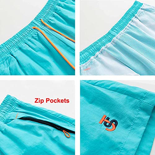 JustSun Mens Swimming Shorts with Zip Pockets Swim Board Shorts Quick Dry Beach Shorts Swim Trunks Surf Shorts Mesh Lining Black Medium