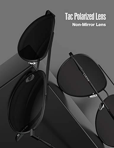 LUENX Men Sunglasses Polarised Black Lens Driving Sun Glasses – UV 400 Protection 60 mm Classic