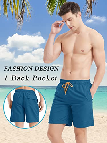 TACVASEN Swim Trunks Mens Beach Shorts Quick Dry Summer Shorts for Men Swimming Trunks Surf Water Shorts Waterproof Beach Pants Pockets , 34, Peacock Blue