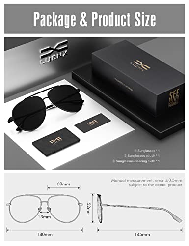 LUENX Men Sunglasses Polarised Black Lens Driving Sun Glasses – UV 400 Protection 60 mm Classic