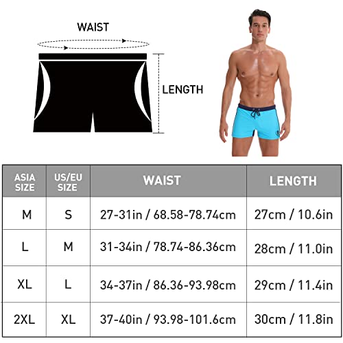 Arcweg Men's Swimming Trunks Shorts Sport Boxer Swimwear Boxers Underwear Drawstring Summer Beach Board Shorts Elastic Swimsuit Bottom (M, Blue)