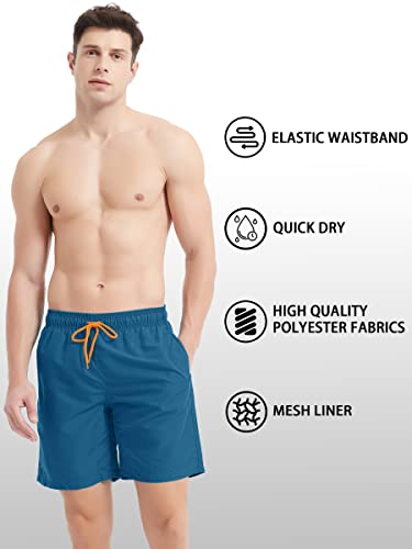 TACVASEN Swim Trunks Mens Beach Shorts Quick Dry Summer Shorts for Men Swimming Trunks Surf Water Shorts Waterproof Beach Pants Pockets , 34, Peacock Blue