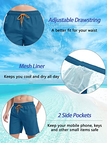 TACVASEN Swim Trunks Mens Beach Shorts Quick Dry Summer Shorts for Men Swimming Trunks Surf Water Shorts Waterproof Beach Pants Pockets , 34, Peacock Blue