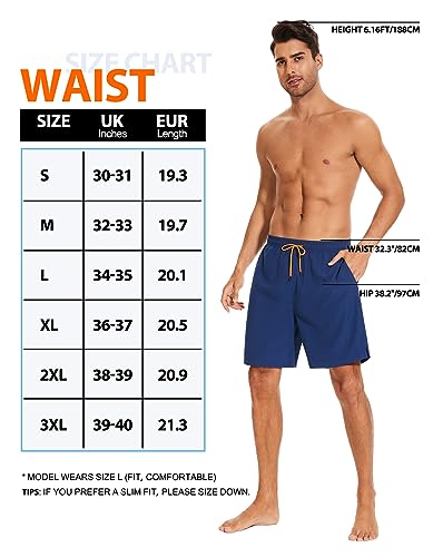 YUTYTH Men’s Swimming Shorts Swim Trunks Waterproof Quick Dry Beach Shorts Surfing Board Shorts with Mesh Liner and Pockets Navy
