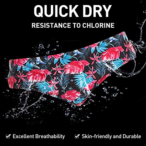 Arcweg Men's Swimming Trunks Briefs Low Waist with Removable Pad Swimwear Elastic Beach Shorts Boxers Underwear Red Flowers M（UK）