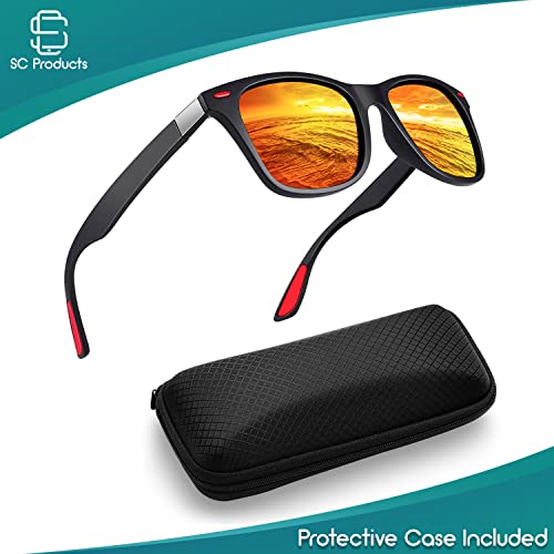 SC Products Polarised Sunglasses Men & Women – Sun glasses Unisex | 100% UV protection Sunglasses for Driving, Fishing, Hiking, Sport | Polarized Sunglasses Red Mens Women