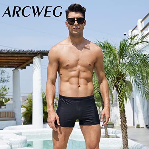 Arcweg Men's Swimming Trunks Boxer Without Removable Pad Sport Boxer Swimwear Shorts Underwear Swimsuit Bottom Drawstring Summer Elastic Beach Board Shorts XXL（UK）