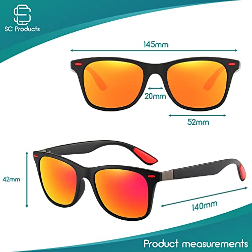 SC Products Polarised Sunglasses Men & Women – Sun glasses Unisex | 100% UV protection Sunglasses for Driving, Fishing, Hiking, Sport | Polarized Sunglasses Red Mens Women